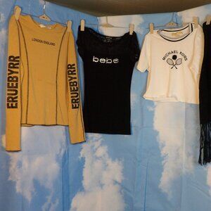 Three TOPS and a Black VEST with Fringe/ Michael Kors & BEBE S to Lg